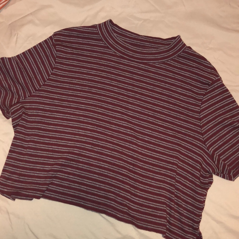 ❤️4/$10 Striped burgundy and grey crop top